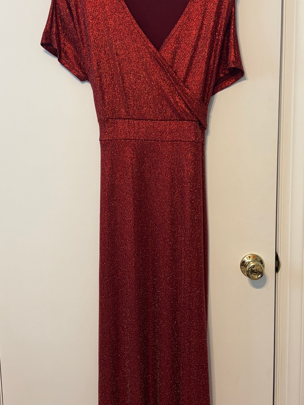 Red Sparkle Wrap Maxi Romper